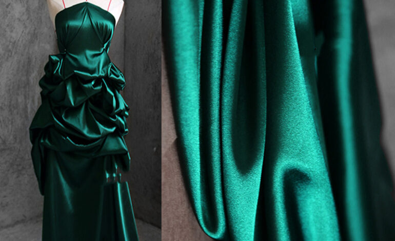 green satin dress